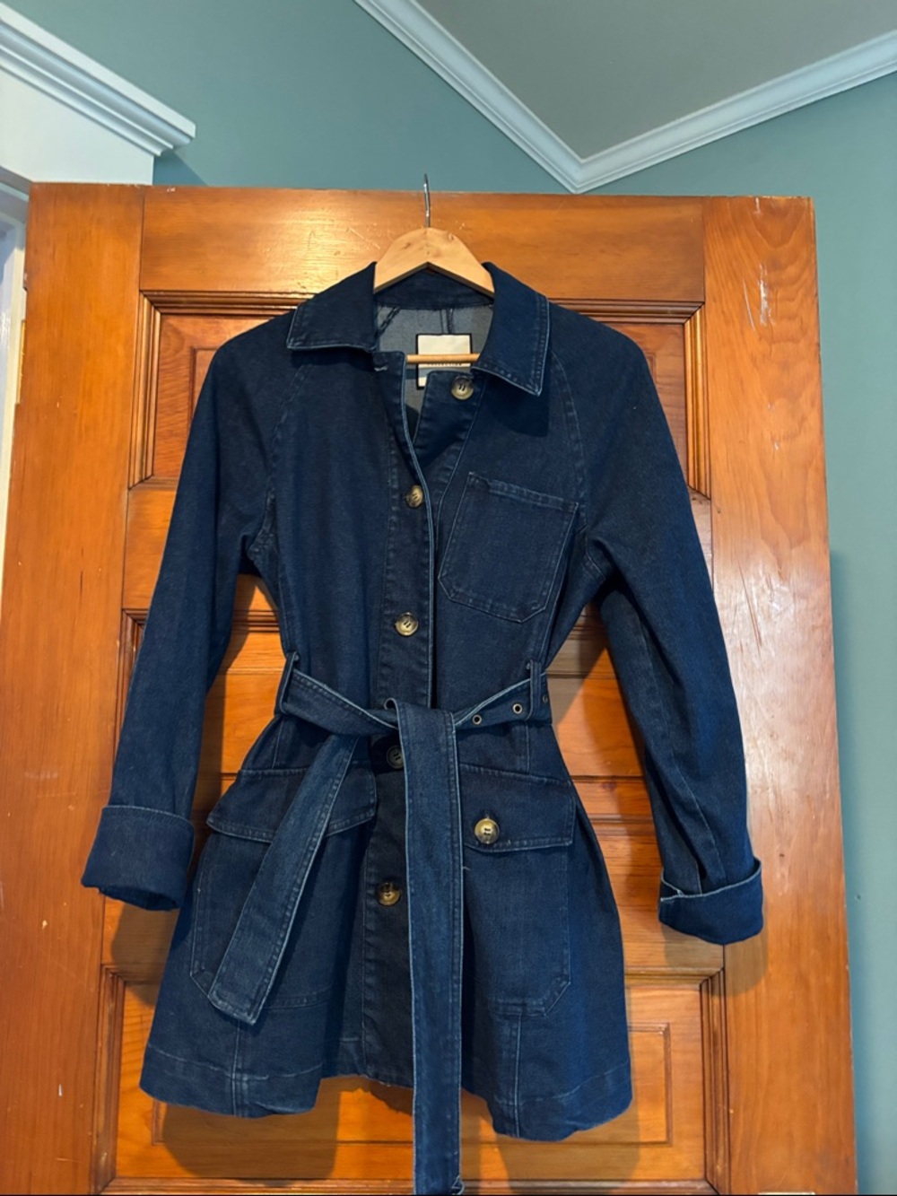 Bagatelle Women's Dark Blue Belted Denim Jacket